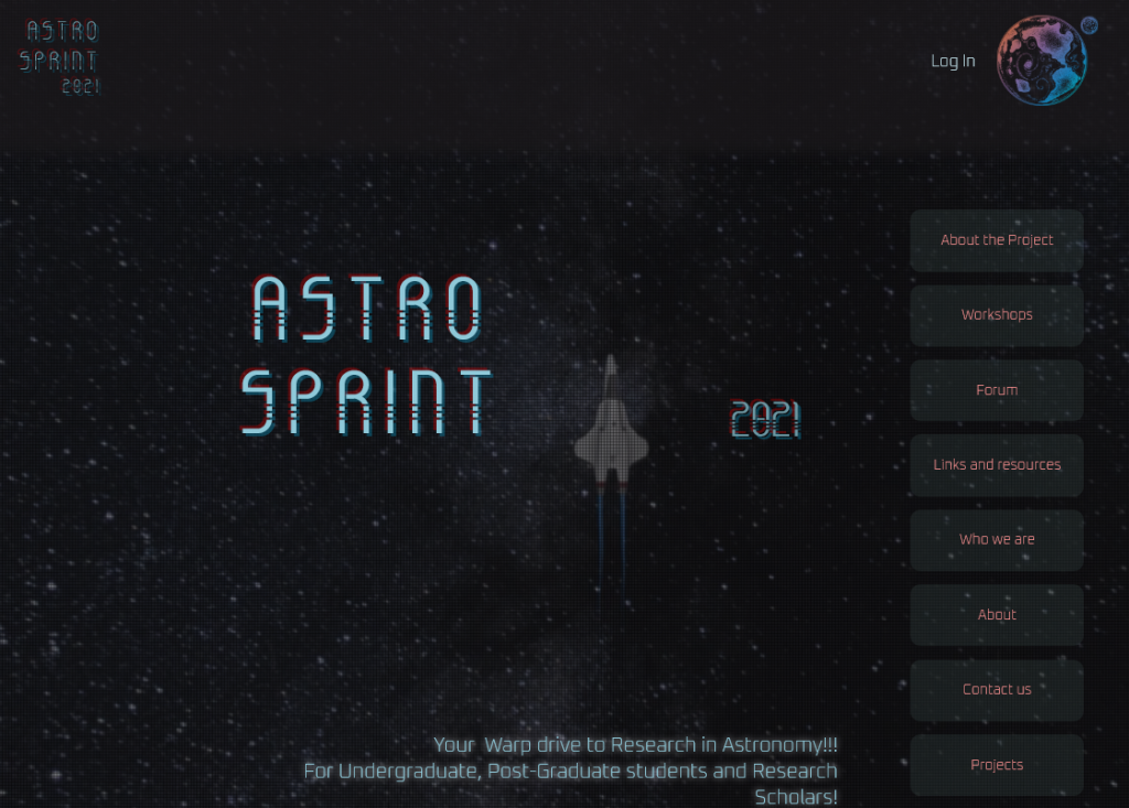 screenshot of the Astro Sprint website